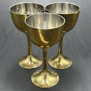 Vtg Brass Chalice Wine Goblet Cordial Drinking Cup Lot of 3 Medieval Renaissance